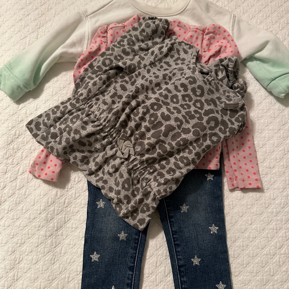 Baby Gap 4 piece set Jeans, Sweatshirt, Mock Turtleneck, and Romper 12-18 months